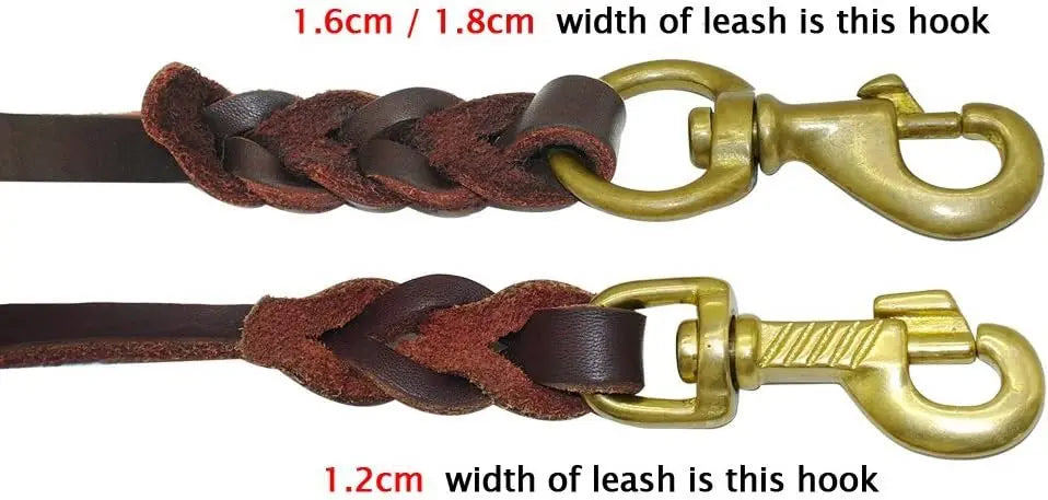 Leather Dog Leash, Heavy Duty Genuine Leather Braided Dog Leashes for Large Medium Small Dogs Shepherd Training and Walking